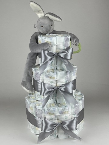 Luiertaart bunnies by the bay speenknuffel konijn grijs   grijs   2