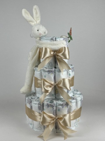 Luiertaart bunnies by the bay speenknuffel konijn wit   beige   2
