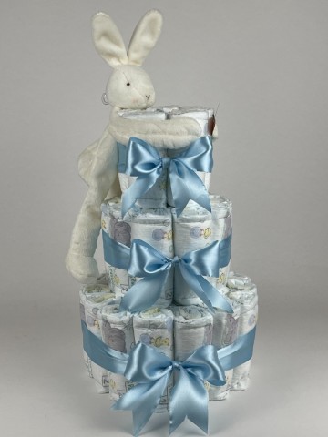 Luiertaart bunnies by the bay speenknuffel konijn wit   blauw   2