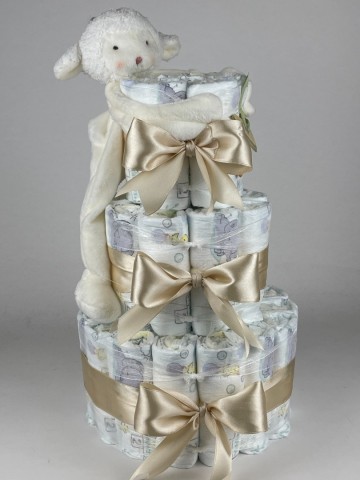 Luiertaart bunnies by the bay speenknuffel lammetje beige   2