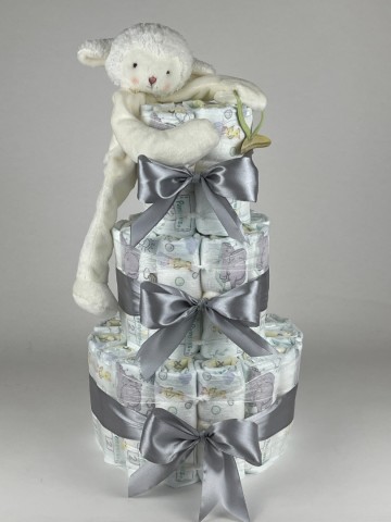 Luiertaart bunnies by the bay speenknuffel lammetje grijs   2