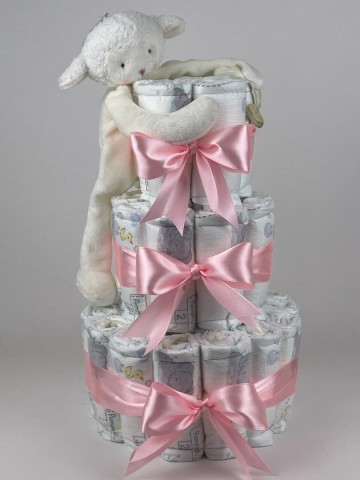 Luiertaart bunnies by the bay speenknuffel lammetje roze   2