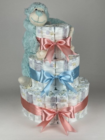 Luiertaart funnies aap mint groen   donker poeder roze   blauw   2