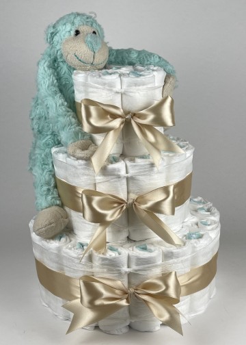 Luiertaart funnies knuffel aap groen   beige