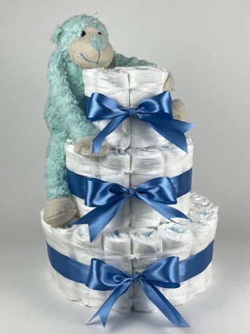 Luiertaart funnies knuffel aap groen   diep blauw