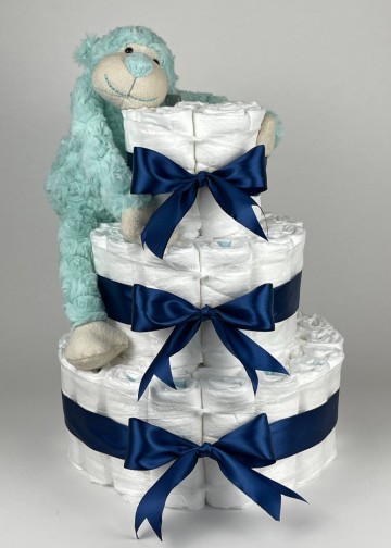 Luiertaart funnies knuffel aap groen   donker blauw