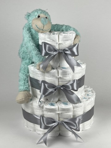 Luiertaart funnies knuffel aap groen   grijs