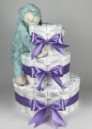 Luiertaart funnies knuffel aap groen   paars