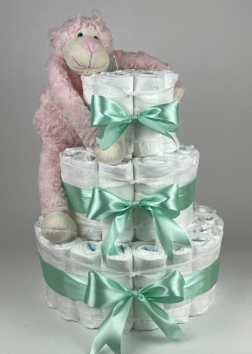 Luiertaart funnies knuffel aap roze   groen