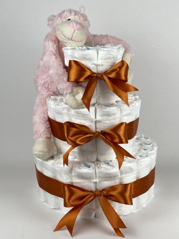 Luiertaart funnies knuffel aap roze   koper