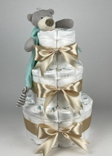 Luiertaart funnies knuffeldoek beer groen   beige