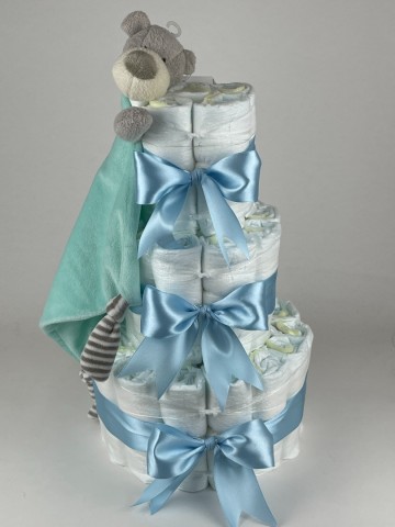 Luiertaart funnies knuffeldoek beer mintgroen   blauw 2