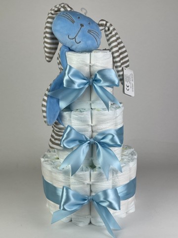 Luiertaart funnies knuffeldoek konijn knuf blauw   blauw  2