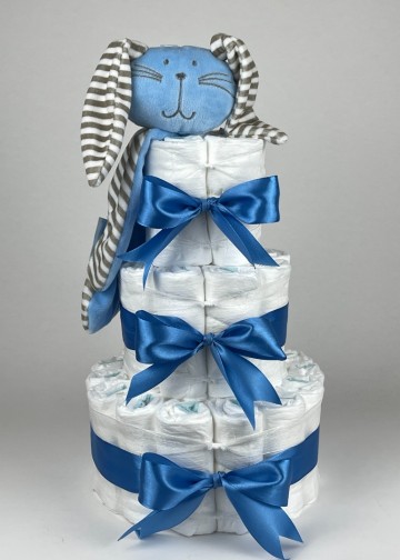 Luiertaart funnies knuffeldoek konijn knuf blauw   diep blauw