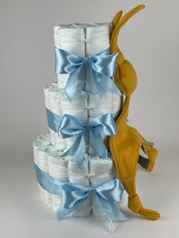 Luiertaart funnies knuffeldoek konijn snoes cream   blauw 2