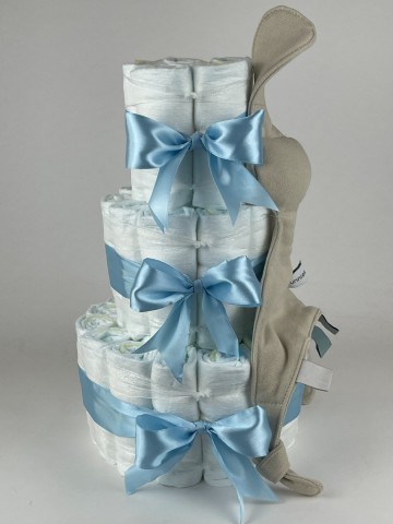 Luiertaart funnies knuffeldoek konijn snoes cream   blauw