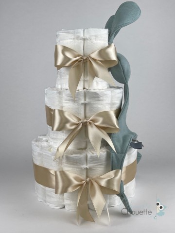 Luiertaart funnies knuffeldoek konijn snoes stone groen   beige