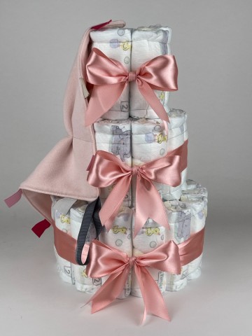 Luiertaart funnies knuffeldoek labels blush roze   donker poeder roze   2