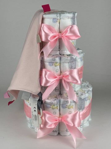 Luiertaart funnies knuffeldoek labels blush roze   roze   2