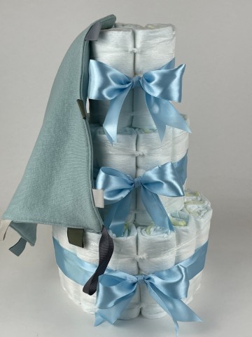 Luiertaart funnies knuffeldoek labels stone groen   blauw 2