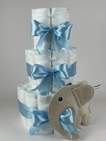 Luiertaart funnies knuffeldoek olifant ollie cream   blauw 2
