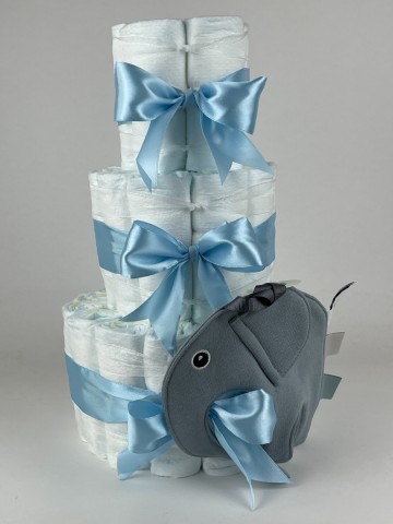 Luiertaart funnies knuffeldoek olifant ollie grey blue   blauw 2