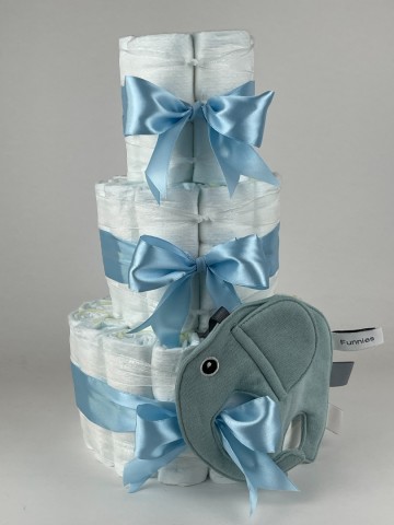 Luiertaart funnies knuffeldoek olifant ollie stone groen   blauw 2