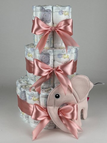 Luiertaart funnies knuffeldoek ollie olifant blush roze   donker poeder roze   2