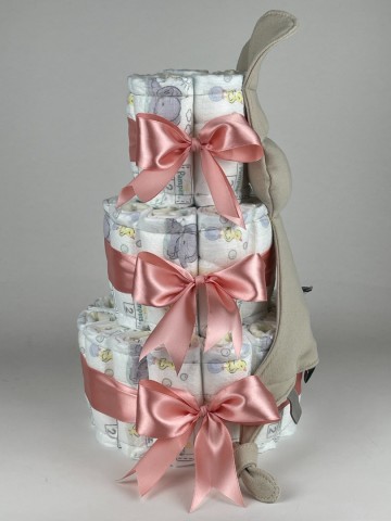 Luiertaart funnies konijn snoes cream   donker poeder roze   2