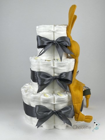 Luiertaart funnies konijn snoes oker   donker grijs