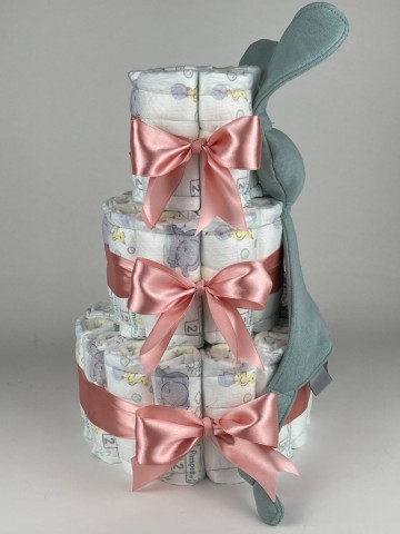 Luiertaart funnies konijn snoes stone groen   donker poeder roze