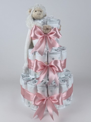 Luiertaart happy horse tuttle aap mickey ivory   donker poeder roze   2