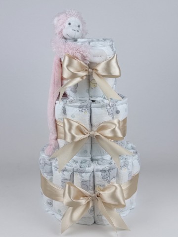 Luiertaart happy horse tuttle aap mickey pink   beige   2