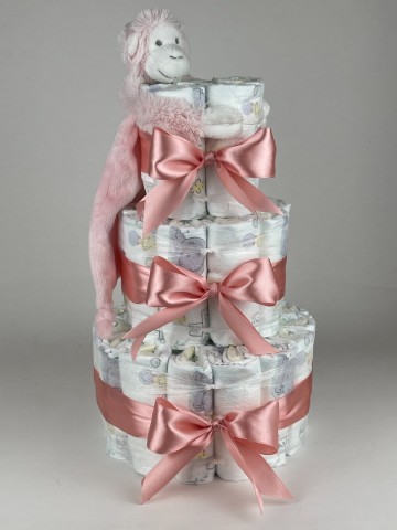 Luiertaart happy horse tuttle aap mickey pink   donker poeder roze   2