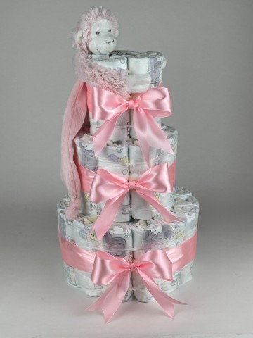 Luiertaart happy horse tuttle aap mickey pink   roze   2