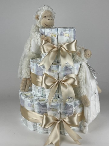 Luiertaart happy horse tuttle en knuffel aap mickey ivory   beige   2