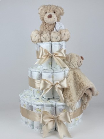 Luiertaart happy horse tuttle en knuffel beer boogie beige   beige 64   2