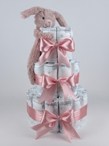 Luiertaart happy horse tuttle konijn rosi donker poeder roze   2