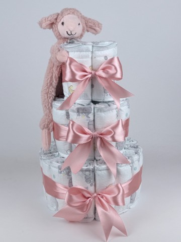 Luiertaart happy horse tuttle lamb lotus peach   donker poeder roze   2