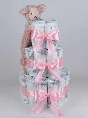Luiertaart happy horse tuttle lamb lotus peach   roze   2