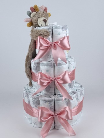 Luiertaart happy horse tuttle leeuw leon donker poeder roze   2