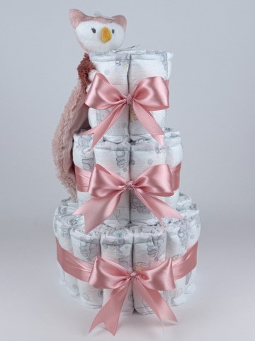 Luiertaart happy horse tuttle uil olivia donker poeder roze   2