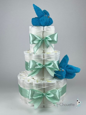 Luiertaart konijnen aqua blauw    groen