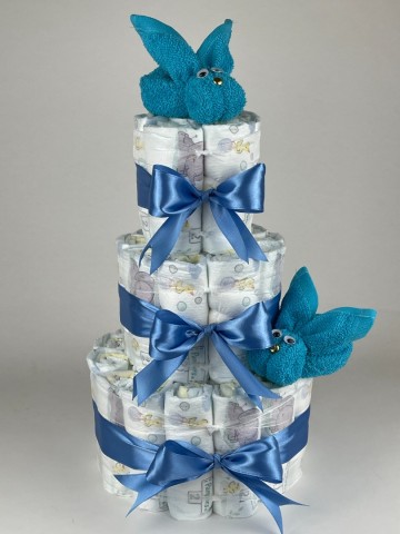 Luiertaart konijnen aqua blauw   diep blauw   2