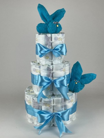 Luiertaart konijnen aqua blauw   hemels blauw   2