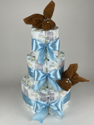 Luiertaart konijnen clay bruin   blauw  2