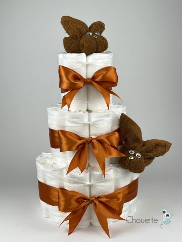 Luiertaart konijnen clay bruin   koper