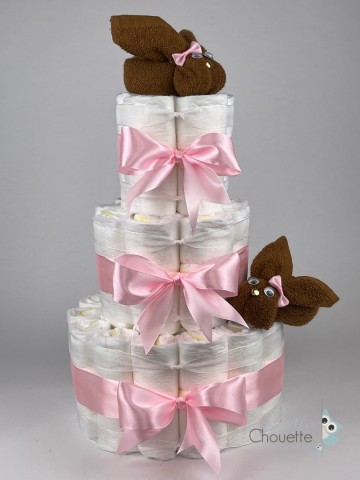 Luiertaart konijnen clay bruin   roze