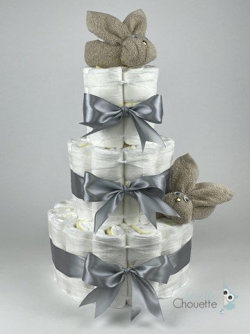 Luiertaart konijnen cream   grijs