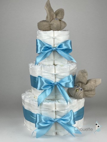 Luiertaart konijnen cream   hemels blauw